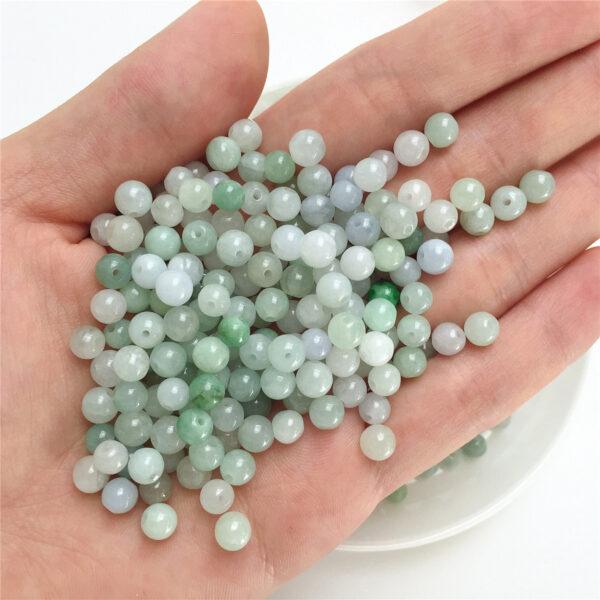 round beads, jade bead, jadeite bead, white bead, green bead, small bead - Image 2