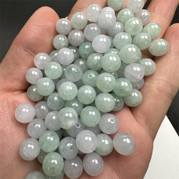 50 beads, round bead, jade bead, jadeite bead, ice bead, green bead - Image 3