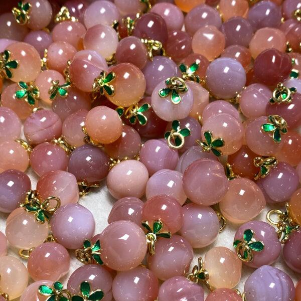 peach bead, peach pendant, agate bead, pink bead, small pendant - Image 3