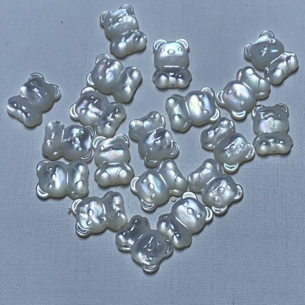 bear bead, shell bead, cute bead bead, white bead - Image 3