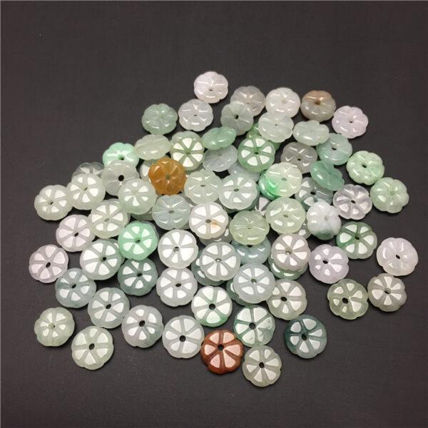 flower beads, flat bead, jade bead, jadeite bead, colorful bead, green bead - Image 3