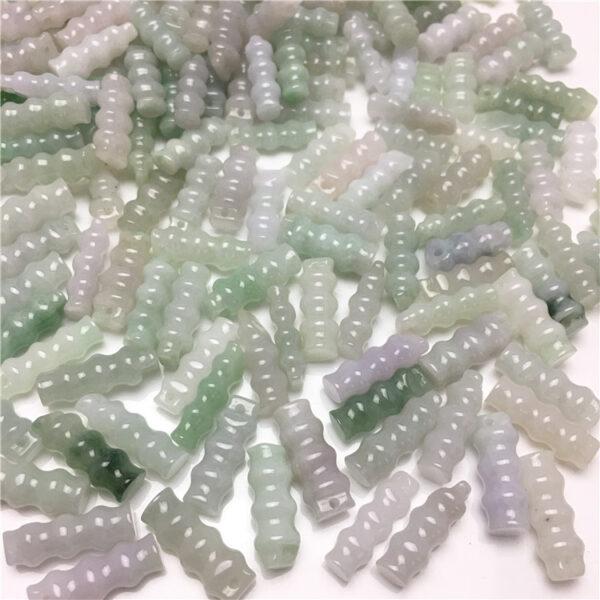 knot beads, bamboo pendant, jade charm, jade bead, jadeite bead, white bead, green bead - Image 3