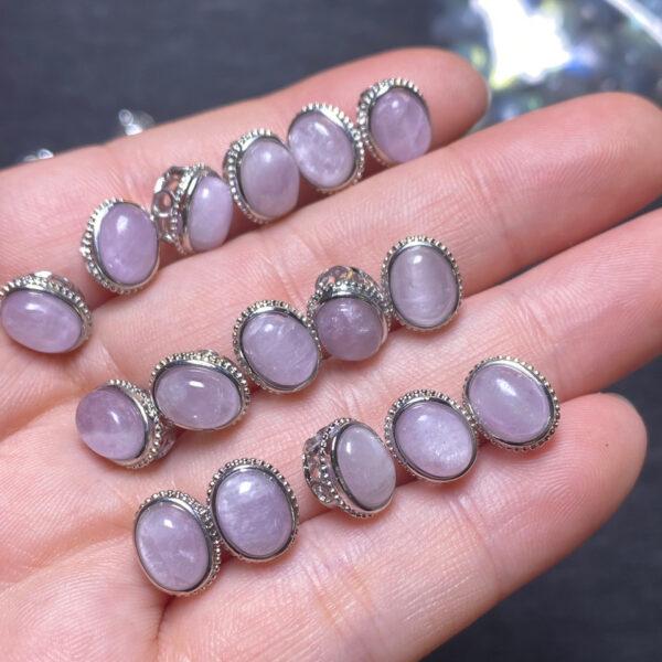 oval bead, spodumene bead, purple bead, gemstone charm - Image 3