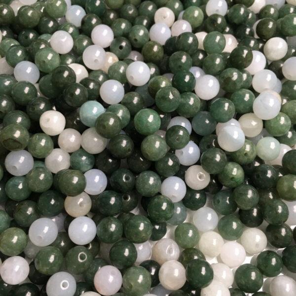 round beads, jade bead, jadeite bead, white bead, green bead - Image 3
