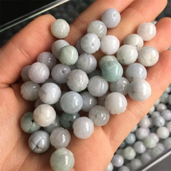 flower bead, lotus flower bead, round bead,  jade bead, jadeite bead - Image 3