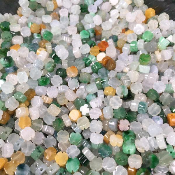 flower beads, jade bead, jadeite bead, white bead, green bead, colorful bead - Image 3