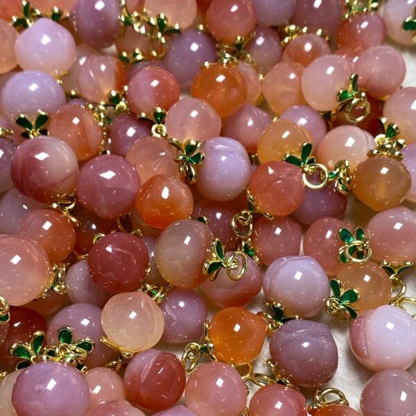 peach bead, peach pendant, agate bead, pink bead, small pendant - Image 4