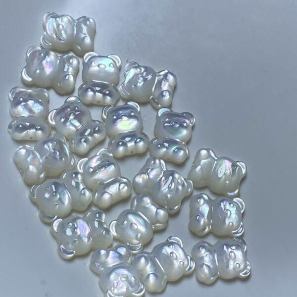 bear bead, shell bead, cute bead bead, white bead - Image 4