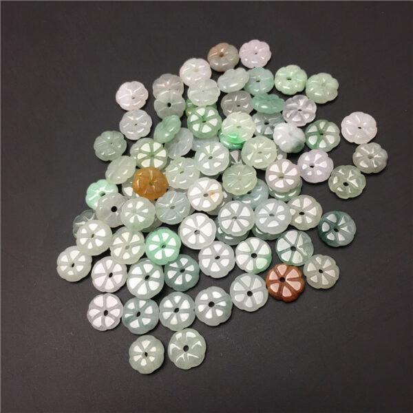 flower beads, flat bead, jade bead, jadeite bead, colorful bead, green bead - Image 4