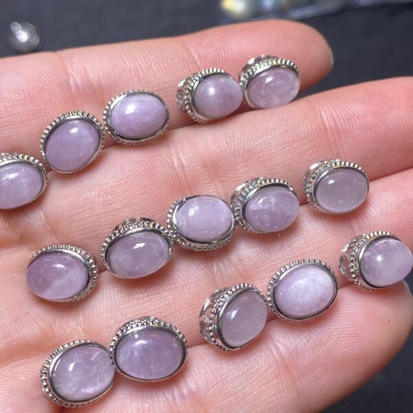 oval bead, spodumene bead, purple bead, gemstone charm - Image 4
