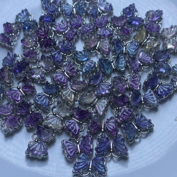 butterfly bead, fluorite bead, rainbow bead, colorful bead, gemstone charm, copper holder gemstone - Image 4