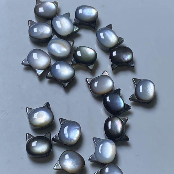 cat bead, shell bead, cute cat head bead, black bead, colorful bead - Image 4