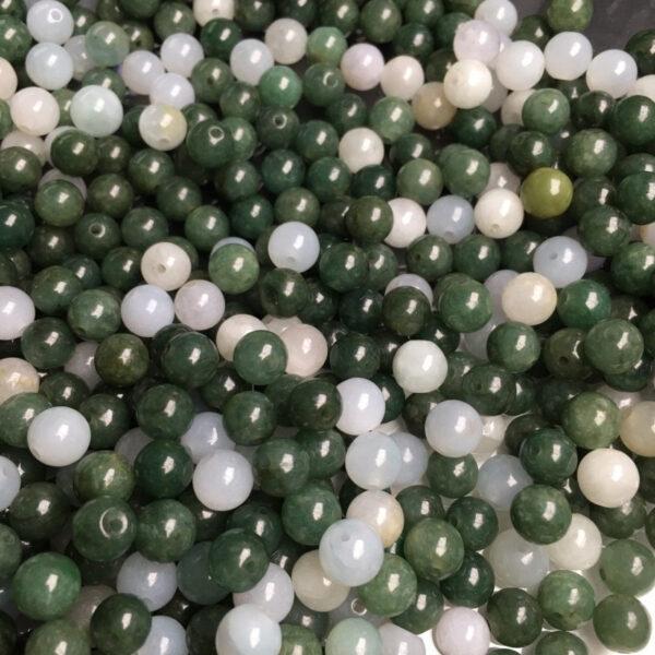 round beads, jade bead, jadeite bead, white bead, green bead - Image 4