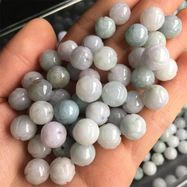 flower bead, lotus flower bead, round bead,  jade bead, jadeite bead - Image 4