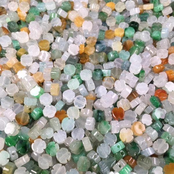 flower beads, jade bead, jadeite bead, white bead, green bead, colorful bead - Image 4