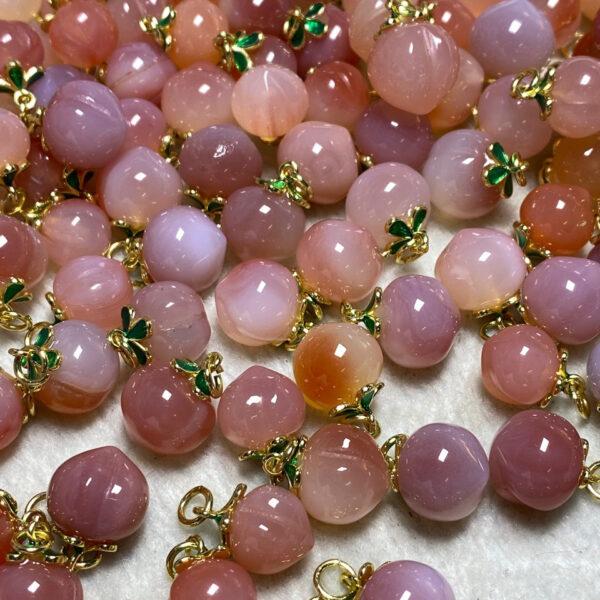 peach bead, peach pendant, agate bead, pink bead, small pendant - Image 5