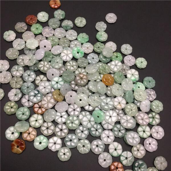 flower beads, flat bead, jade bead, jadeite bead, colorful bead, green bead - Image 5