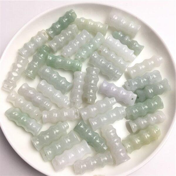 knot beads, bamboo pendant, jade charm, jade bead, jadeite bead, white bead, green bead - Image 5