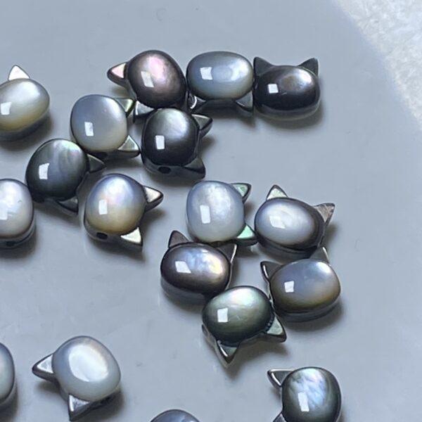 cat bead, shell bead, cute cat head bead, black bead, colorful bead - Image 5