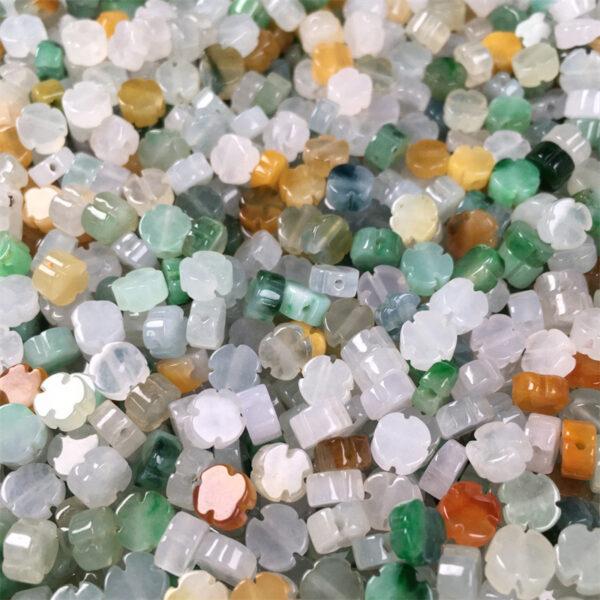 flower beads, jade bead, jadeite bead, white bead, green bead, colorful bead - Image 5