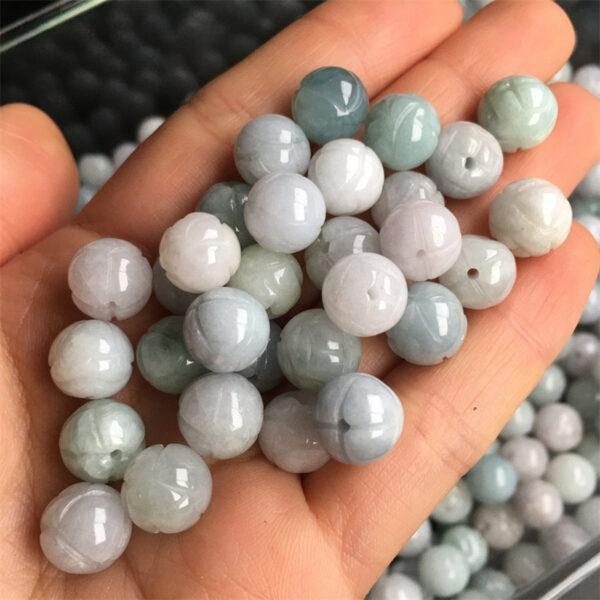 flower bead, lotus flower bead, round bead,  jade bead, jadeite bead - Image 5