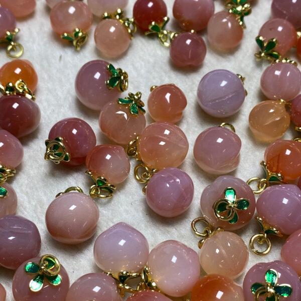 peach bead, peach pendant, agate bead, pink bead, small pendant - Image 6