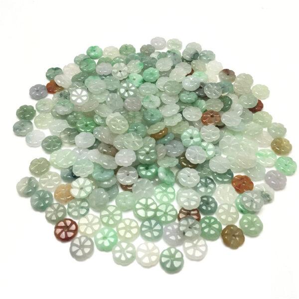 flower beads, flat bead, jade bead, jadeite bead, colorful bead, green bead - Image 6