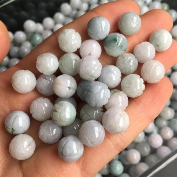 flower bead, lotus flower bead, round bead,  jade bead, jadeite bead - Image 6
