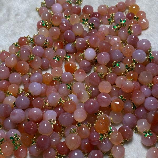 peach bead, peach pendant, agate bead, pink bead, small pendant - Image 7