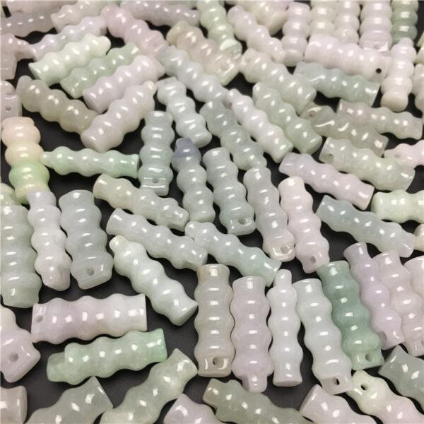 knot beads, bamboo pendant, jade charm, jade bead, jadeite bead, white bead, green bead - Image 7