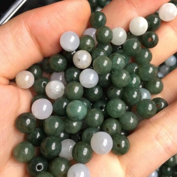 round beads, jade bead, jadeite bead, white bead, green bead - Image 7