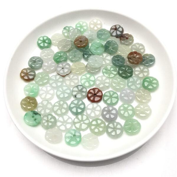 flower beads, flat bead, jade bead, jadeite bead, colorful bead, green bead - Image 8