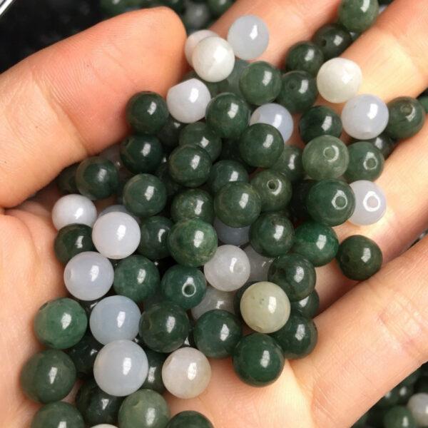 round beads, jade bead, jadeite bead, white bead, green bead - Image 8