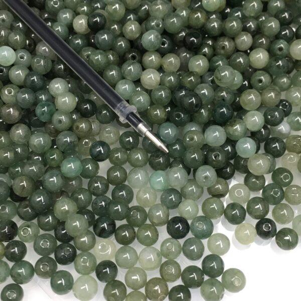 100 beads, round bead, jade bead, jadeite bead, oily bead, green bead, small bead - Image 8