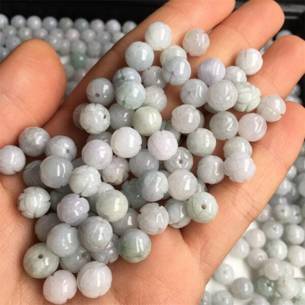 flower bead, lotus flower bead, round bead,  jade bead, jadeite bead - Image 9