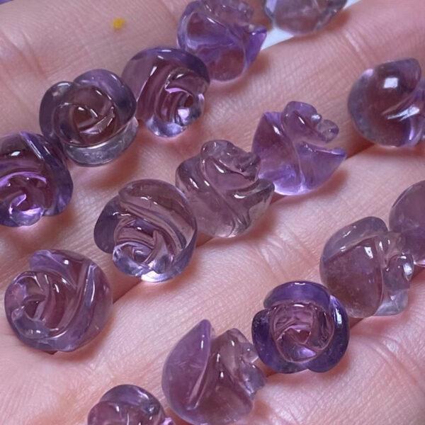 5 pcs / 10 pcs rose flower shape natural amethyst bead