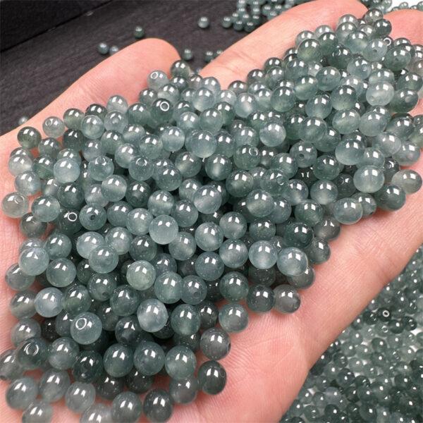 20 pcs / 50 pcs small round genuine natural translucent blue green jadeite bead - Image 2