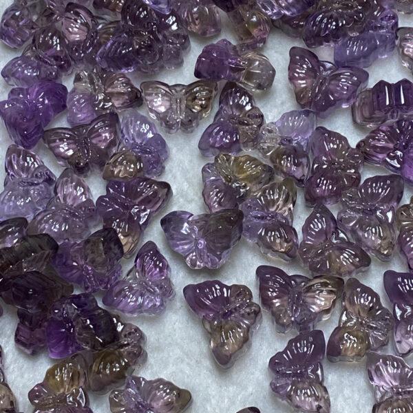 butterfly shape natural ametrine bead, purple bead, yellow bead, clear bead - Image 2