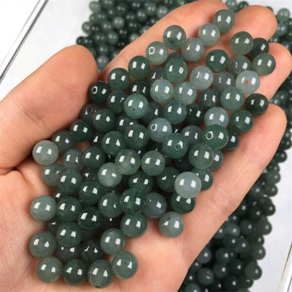 50 beads, round bead, jade bead, jadeite bead, green bead, clear bead, icy bead