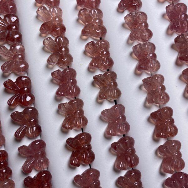 5 pcs / 10 pcs bow tie shape natural strawberry quartz bead