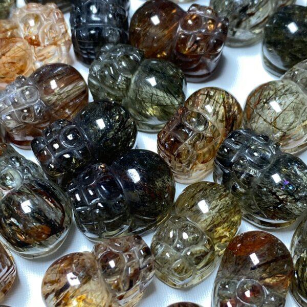 2 pcs / 5 pcs pixiu animal shape natural super seven black crystal bead