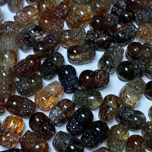 2 pcs / 5 pcs pixiu animal shape natural super seven black crystal bead - Image 10