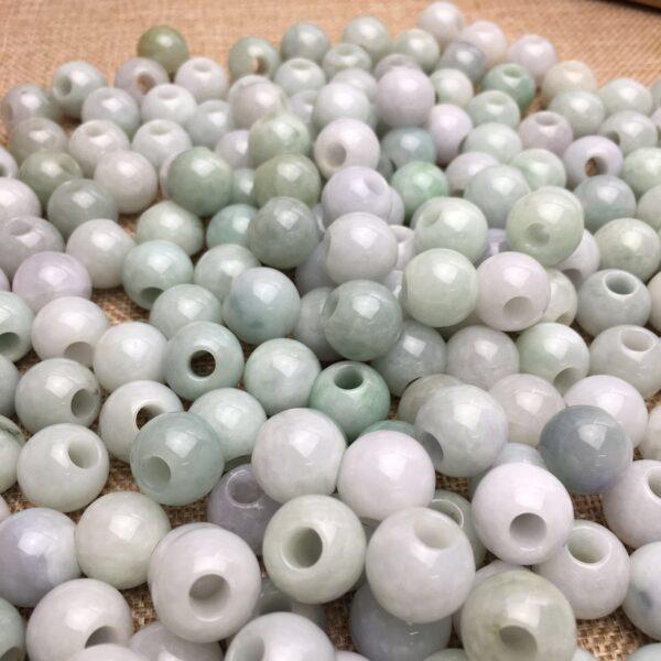 50 pcs / 100 pcs big hole round shape genuine natural jadeite bead, jade bead - Image 10