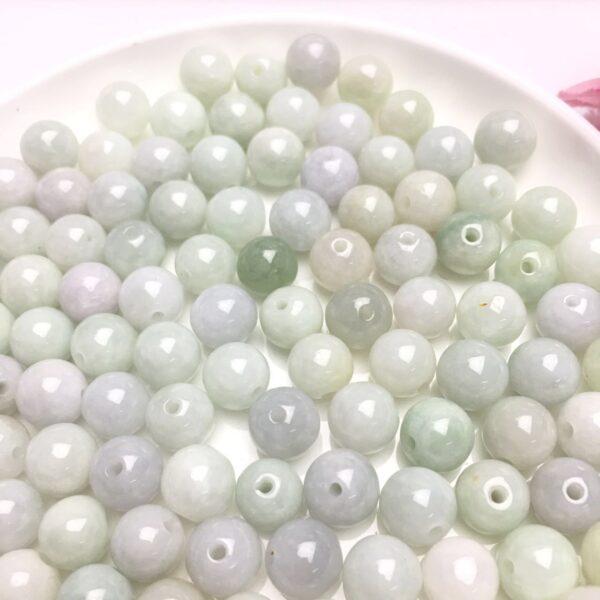100 beads, round bead, jade bead, jadeite bead, white bead, green bead - Image 10