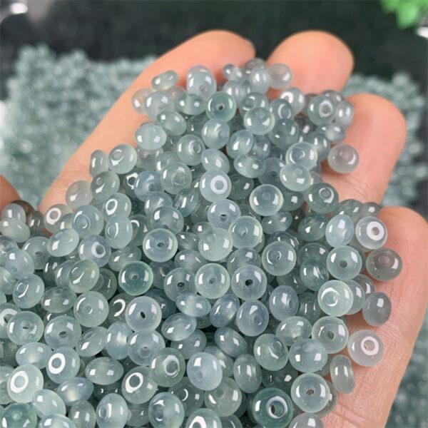 donut bead, rondelle bead, jade bead, jadeite bead, icy bead, blue bead, clear bead - Image 2