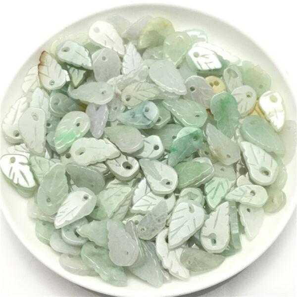 50 pcs leaf shape genuine natural jadeite charm, jade charm, jadeite bead, jade bead - Image 2