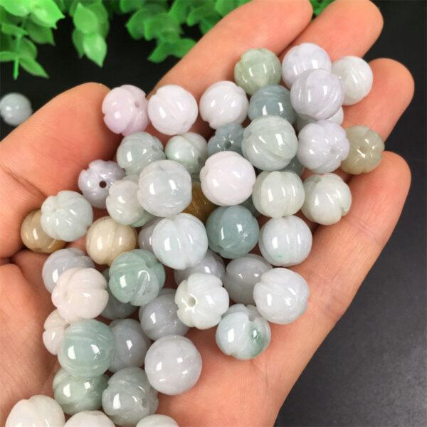 20 pcs / 50 pcs pumpkin shape genuine natural jadeite bead, jade bead, round bead - Image 2