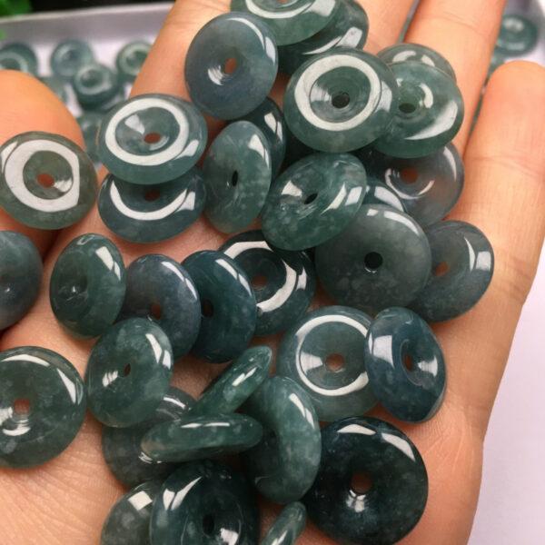 5 pcs / 10 pcs rondelle shape genuine natural blue green jadeite bead, jade bead - Image 2