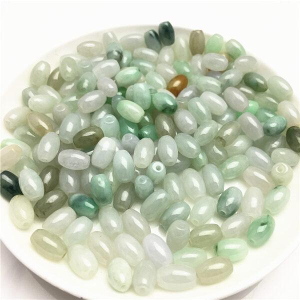 50 pcs / 100 pcs 8.5 mm oval shape genuine natural jadeite bead, jade bead, rice bead, white bead, green bead - Image 2