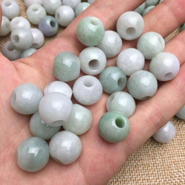 50 pcs / 100 pcs big hole round shape genuine natural jadeite bead, jade bead - Image 2